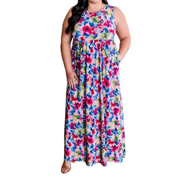 Haptics Round Neck Floral Dress with Pockets